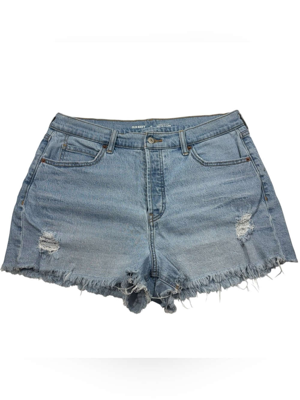 Old Navy High Wasited Sky High A-Line Denim Distressed Cut Off Jean Shorts 14